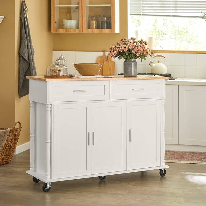 Sobuy SoBuy Küchenschrank Weiß Küchenwagen Kücheninsel Servierwagen Holz FKW116-WN Kostenloser Versand