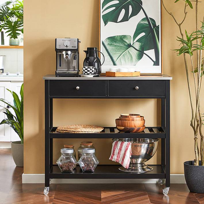 Sobuy SoBuy Küchenwagen mit Edelstahlplatte Sideboard Servierwagen Schwarz FKW47-SCH Limitierter Zeitrabatt