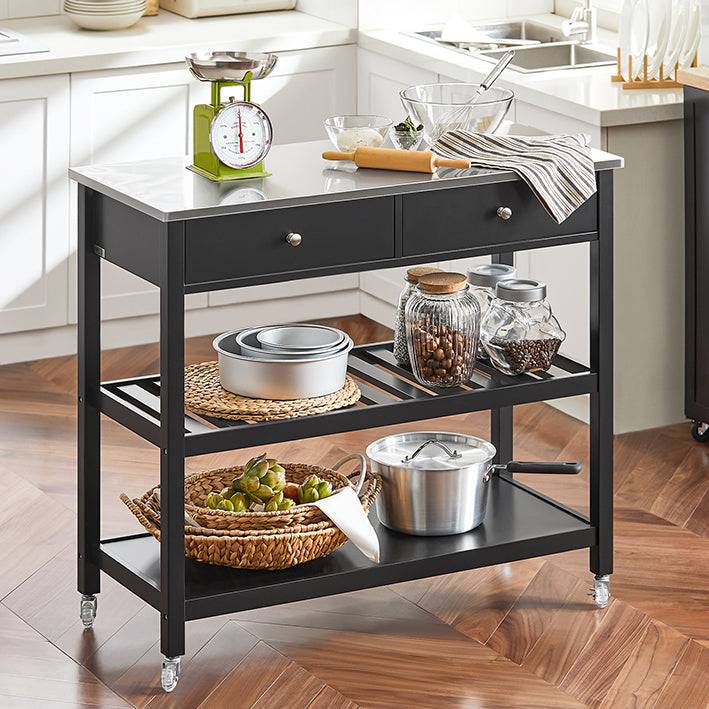 Sobuy SoBuy Küchenwagen mit Edelstahlplatte Sideboard Servierwagen Schwarz FKW47-SCH Limitierter Zeitrabatt