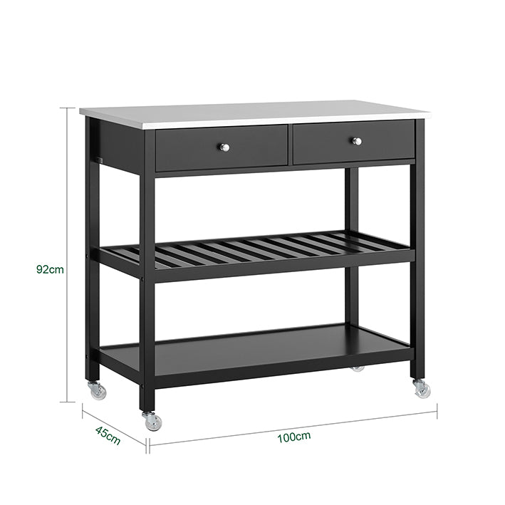 Sobuy SoBuy Küchenwagen mit Edelstahlplatte Sideboard Servierwagen Schwarz FKW47-SCH Limitierter Zeitrabatt