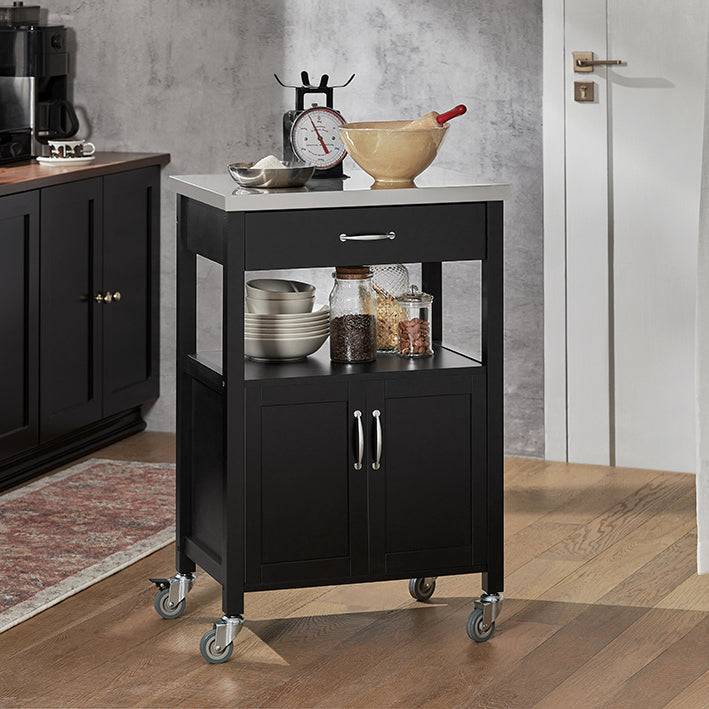 Sobuy SoBuy Küchenwagen Getränkewagen fürs Büro Servierwagen Schwarz FKW22-SCH Begrenztes Angebot