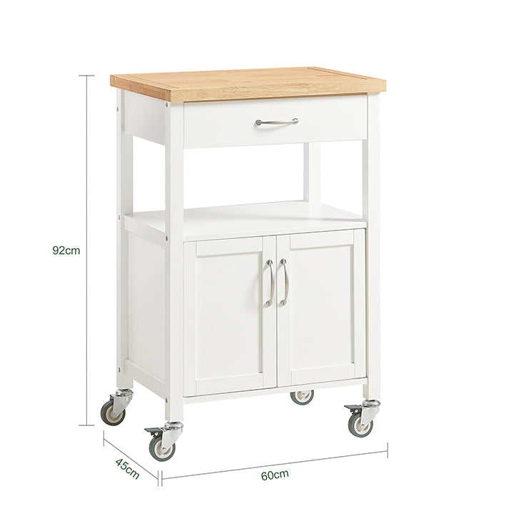 Sobuy SoBuy Küchenwagen Getränkewagen fürs Büro Servierwagen Weiß/Natur FKW22-WN Saisonschlussverkauf