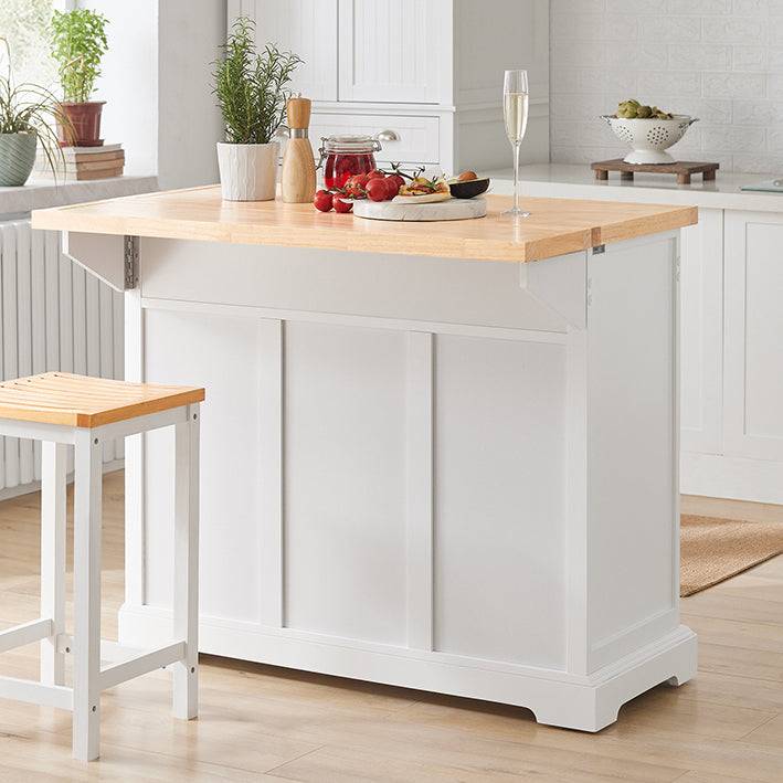 Sobuy SoBuy Kücheninsel Küchenwagen mit erweiterbarer Arbeitsfläche Küchenschrank Weiß FKW71-WN Black Friday