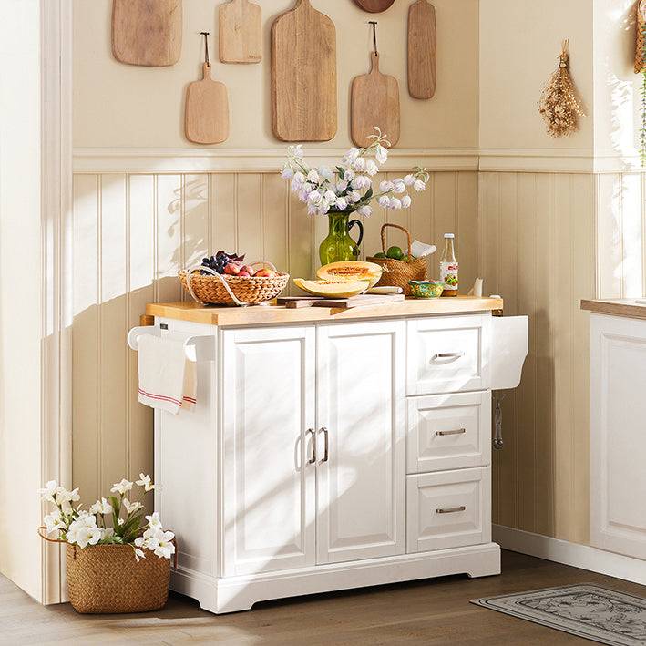 Sobuy SoBuy Kücheninsel Küchenwagen mit erweiterbarer Arbeitsfläche Küchenschrank Weiß FKW41-WN Osterangebot