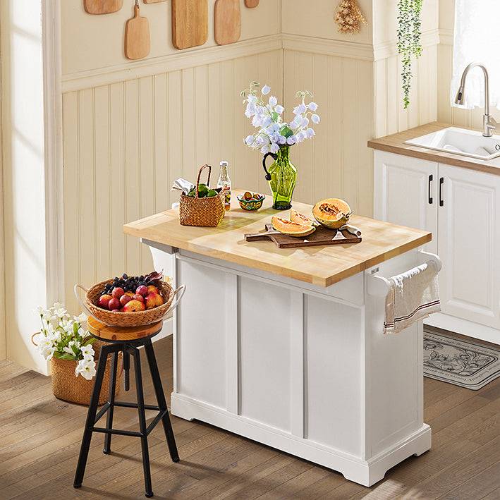 Sobuy SoBuy Kücheninsel Küchenwagen mit erweiterbarer Arbeitsfläche Küchenschrank Weiß FKW41-WN Osterangebot