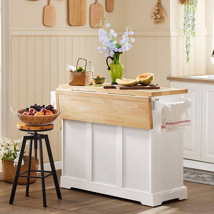 Sobuy SoBuy Kücheninsel Küchenwagen mit erweiterbarer Arbeitsfläche Küchenschrank Weiß FKW41-WN Osterangebot