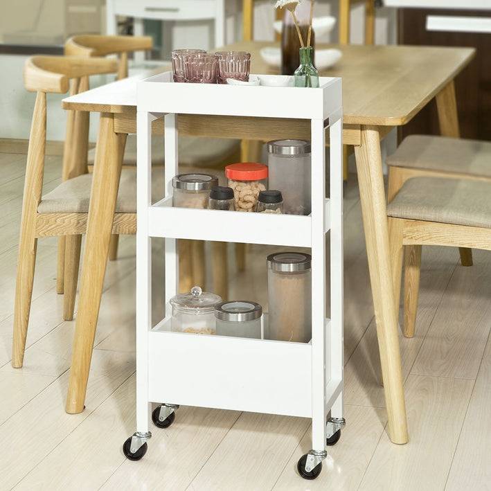 Sobuy SoBuy Nischenwagen 21cm breit Bad Rollwagen Küchenwagen Weiß FKW49-W Vatertagsangebot
