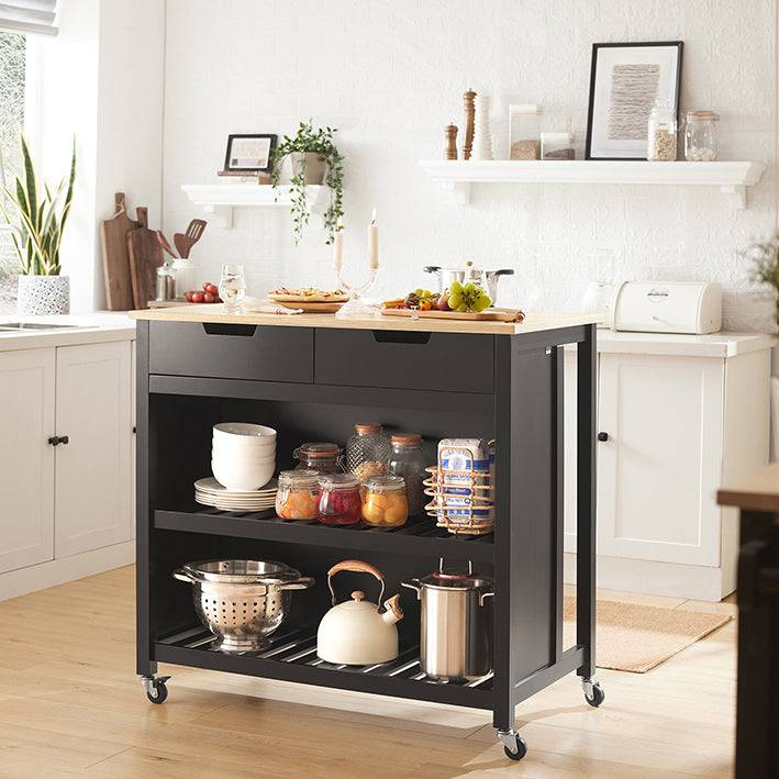 Sobuy SoBuy Kücheninsel Küchenschrank Küchenwagen Schwarz-Natur FKW74-SCH Lagerräumung