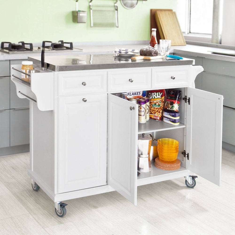 Sobuy SoBuy Kücheninsel Küchenwagen mit Edelstahlplatte Küchenschrank Weiß FKW33-W Top Angebot