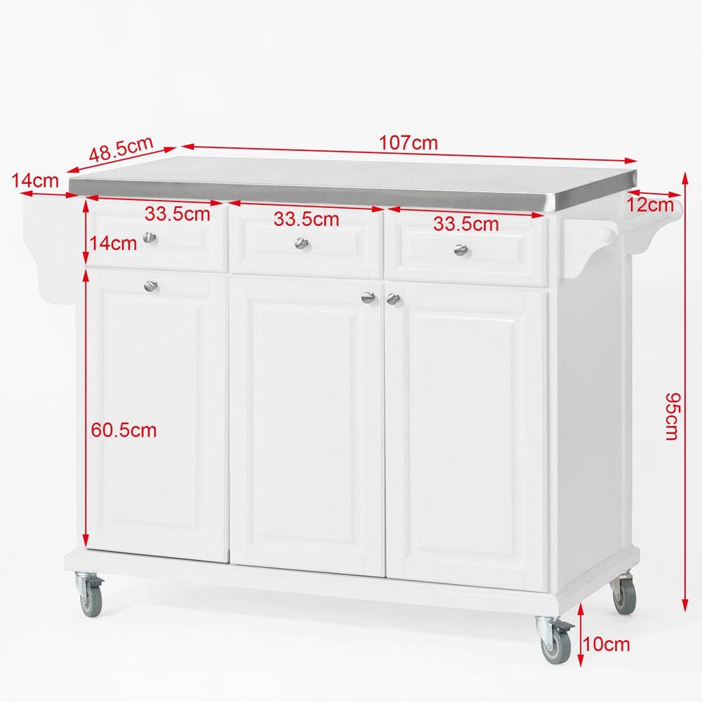 Sobuy SoBuy Kücheninsel Küchenwagen mit Edelstahlplatte Küchenschrank Weiß FKW33-W Top Angebot