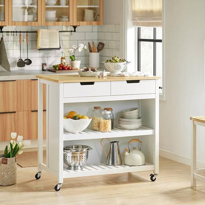 Sobuy SoBuy Kücheninsel Küchenschrank Küchenwagen Weiß-Natur FKW74-WN Neueste Mode