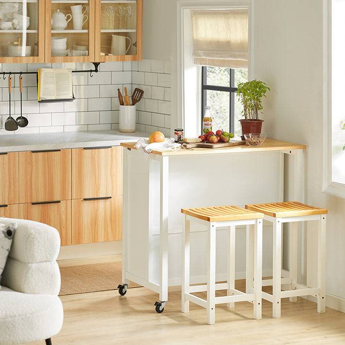 Sobuy SoBuy Kücheninsel Küchenschrank Küchenwagen Weiß-Natur FKW74-WN Neueste Mode