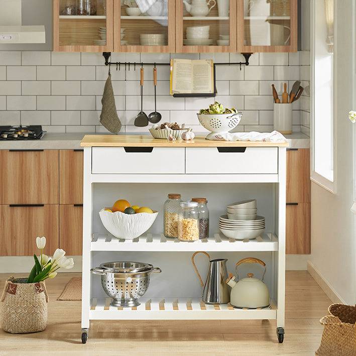 Sobuy SoBuy Kücheninsel Küchenschrank Küchenwagen Weiß-Natur FKW74-WN Neueste Mode