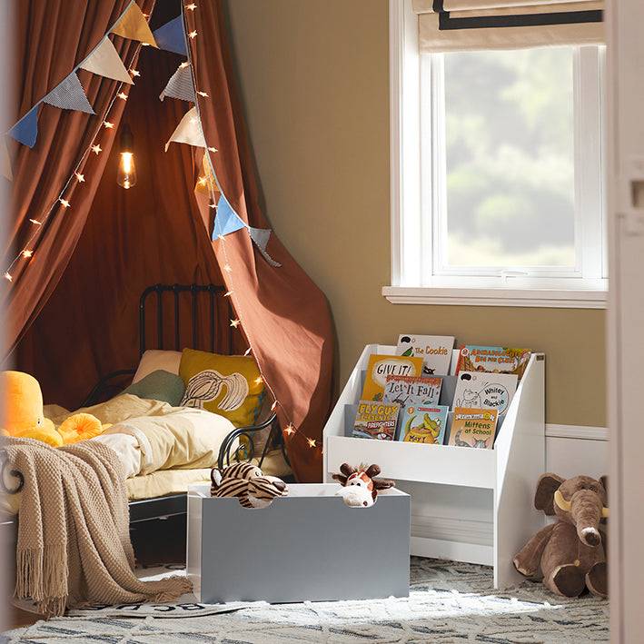 Sobuy SoBuy Kinderbücherregal Spielzeugtruhe Aufbewahrungsregal Kinderzimmer Weiß/Grau| KMB17-HG Saisonale Angebote