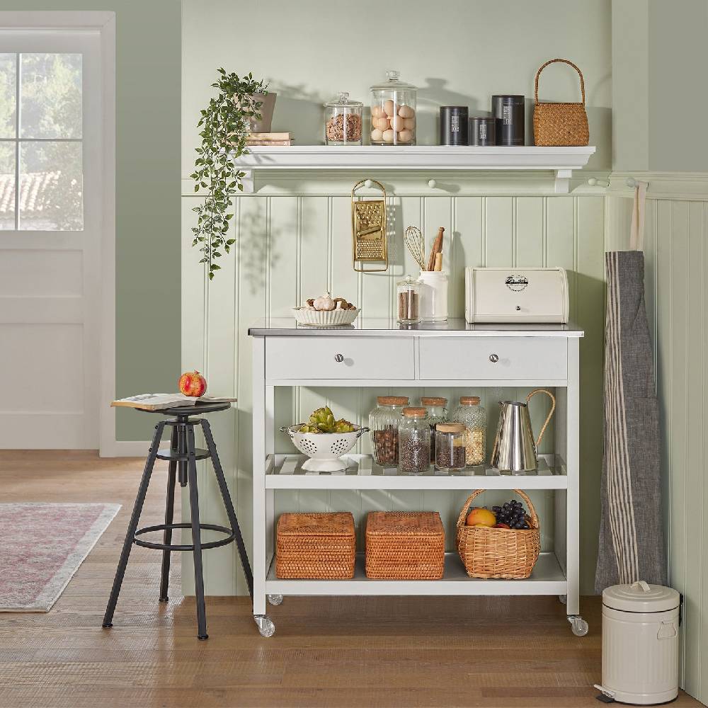 Sobuy SoBuy Küchenwagen mit Edelstahlplatte Sideboard Servierwagen Weiß FKW47-W Riesige Ersparnisse
