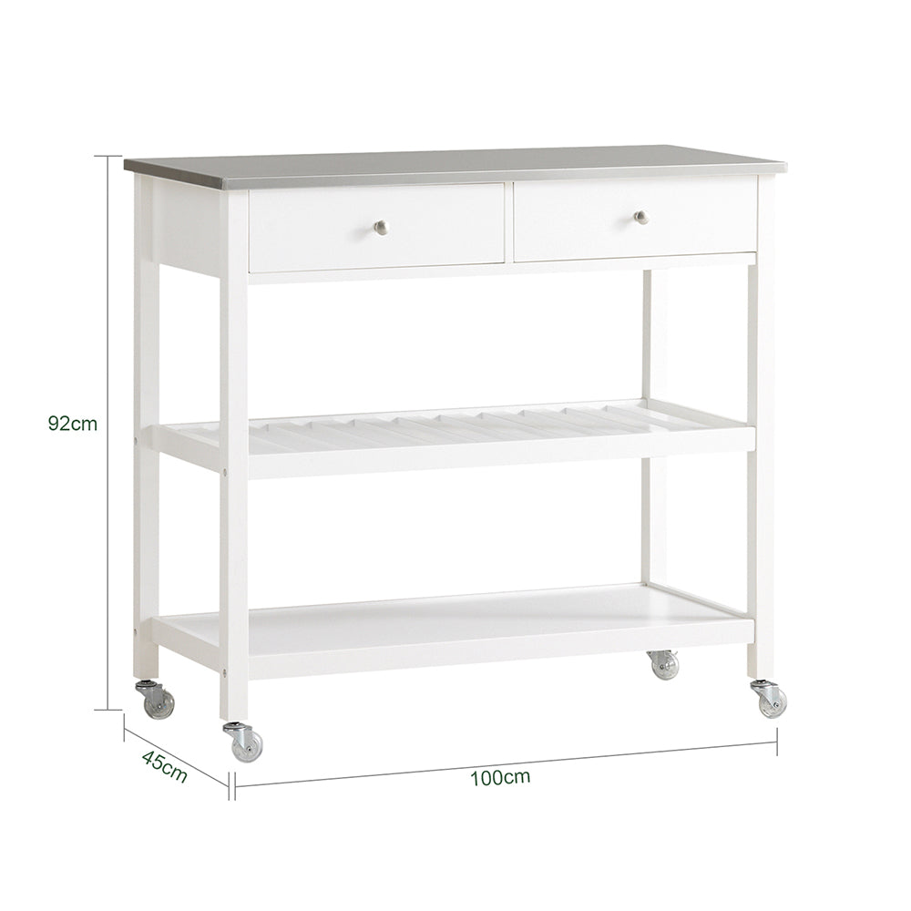 Sobuy SoBuy Küchenwagen mit Edelstahlplatte Sideboard Servierwagen Weiß FKW47-W Riesige Ersparnisse