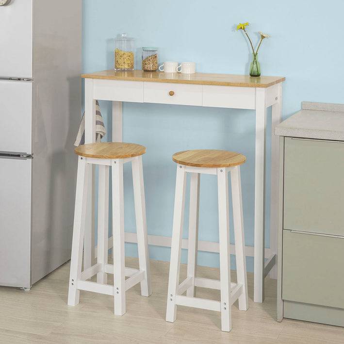 Sobuy SoBuy Bartisch mit 2 Barhockern Weiß-Natur FWT50-WN Bis zu 55% Rabatt