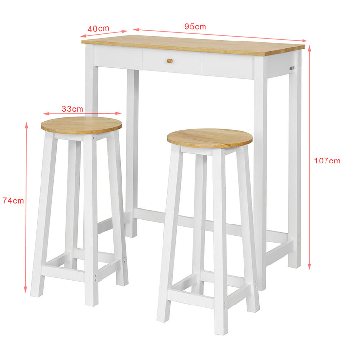Sobuy SoBuy Bartisch mit 2 Barhockern Weiß-Natur FWT50-WN Bis zu 55% Rabatt