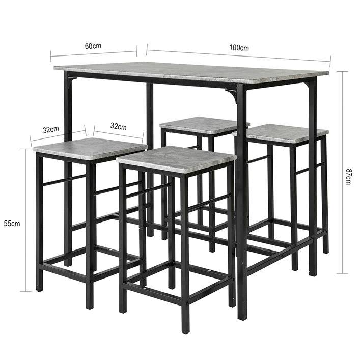 Sobuy SoBuy Bartisch mit 4 Hockern Bartisch set 5-teilig OGT11-HG 50% Rabatt mit kostenlosem Versand