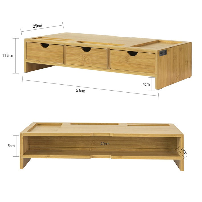 Sobuy SoBuy Design Monitorerhöhung für 2 Monitore Monitorständer mit 2 Schubladen Bambus BBF04-N Speichern exportieren