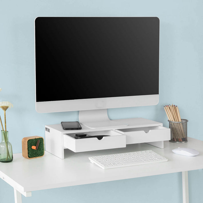 Sobuy SoBuy Monitorerhöhung Monitorständer mit Schubladen Weiß BBF02-W 50% Rabatt für begrenzte Zeit