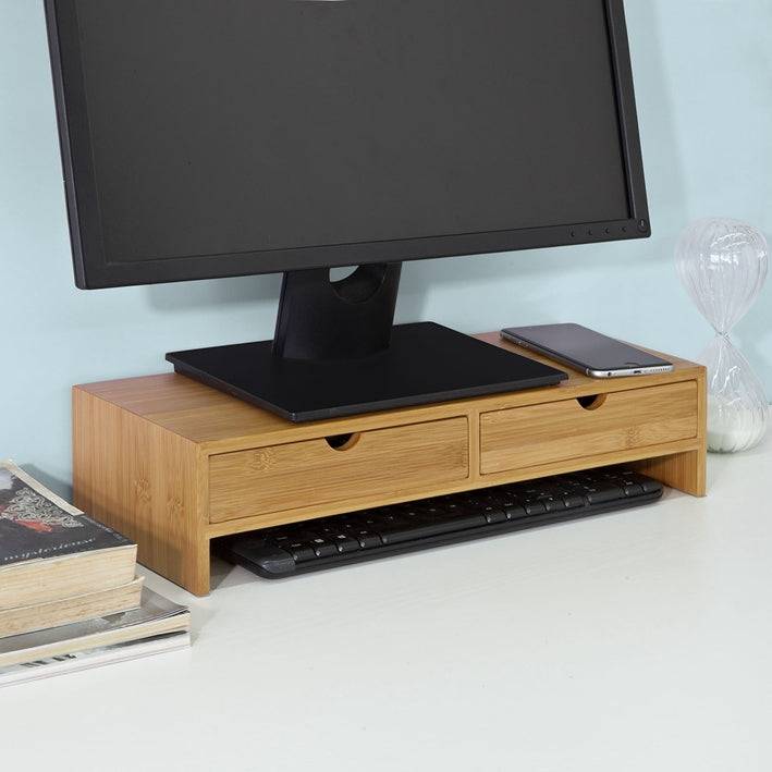 Sobuy SoBuy Monitorerhöhung Monitorständer mit Schubladen Bambus FRG198-N Rabatte dieses Monats