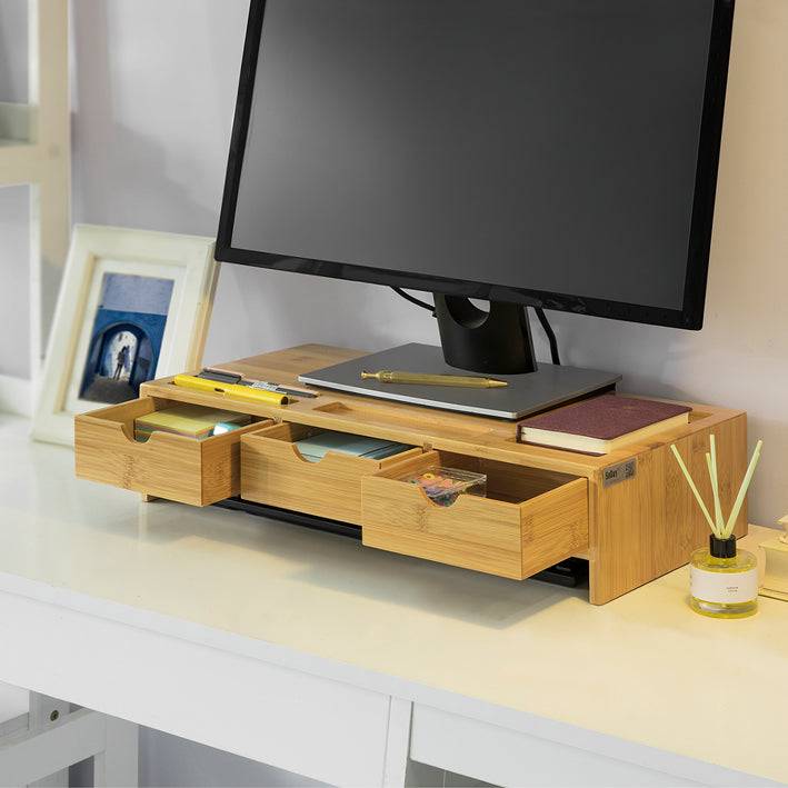 Sobuy SoBuy Monitorerhöhung Monitorständer mit 3 Schubladen Bambus BBF03-N Angebote