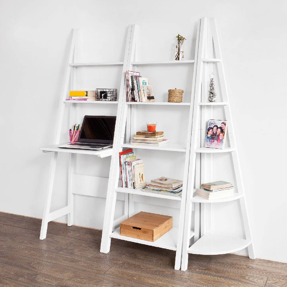 Sobuy SoBuy Bücherregal Schreibtisch mit Regall Treppenregal Weiß FRG60-W Blitzverkäufe