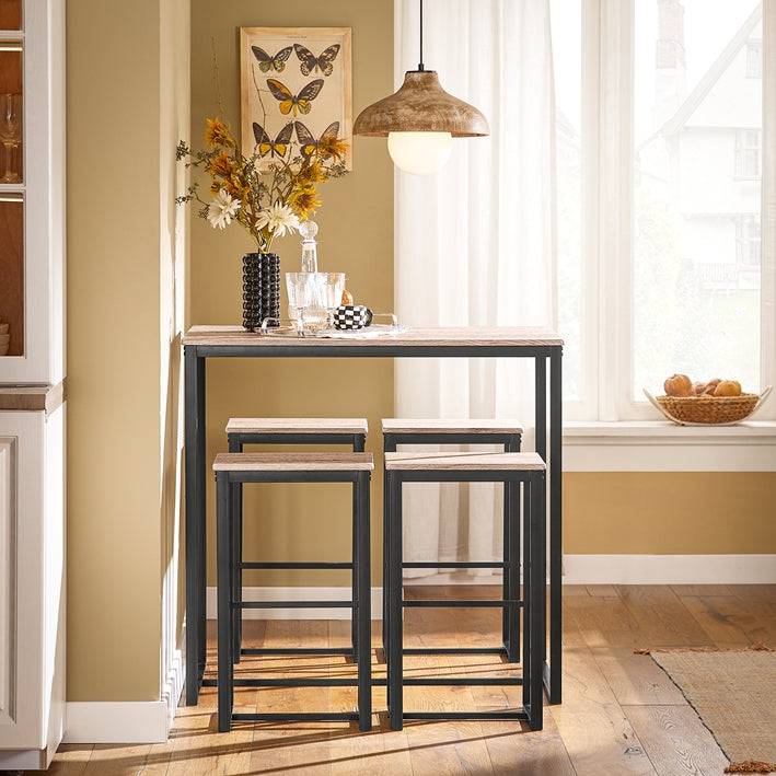 Sobuy SoBuy Bartisch mit 4 Hockern Bartisch set Stehtisch 5-teilig OGT15-N Großer Ausverkauf