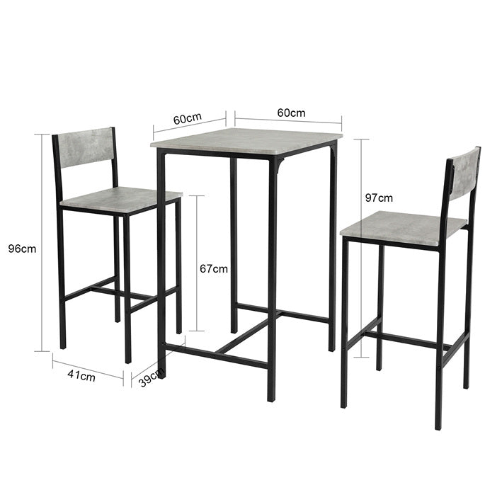 Sobuy SoBuy Bartisch mit 2 Barhocker Bartisch set 3-teilig grau OGT27-HG Muttertagsangebot