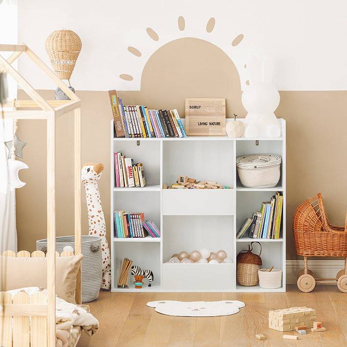 Sobuy SoBuy Kinderbücherregal Spielzeugtruhe Aufbewahrungsregal für Kinder Weiß KMB55-W Sonderangebote
