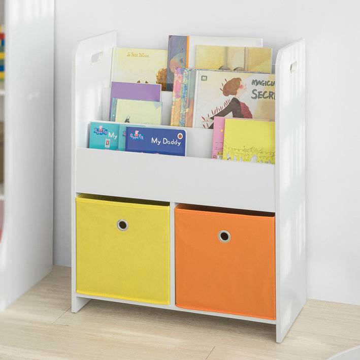 Sobuy SoBuy Kinderbücherregal Spielzeugtruhe Aufbewahrungsregal für Kinder Weiß KMB27-W Riesige Ersparnisse