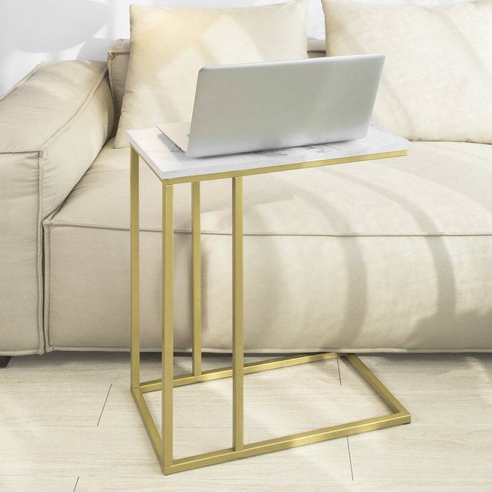 Sobuy B-Ware Beistelltisch Pflegetisch mit goldenem Metallgestell Couchtisch Sofa FBT87-G-bwaren Tiefpreis