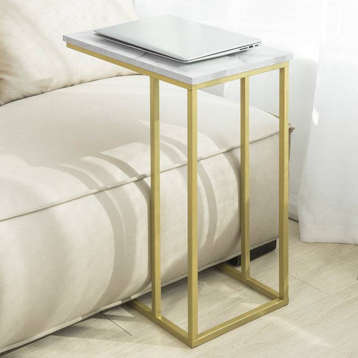 Sobuy B-Ware Beistelltisch Pflegetisch mit goldenem Metallgestell Couchtisch Sofa FBT87-G-bwaren Tiefpreis