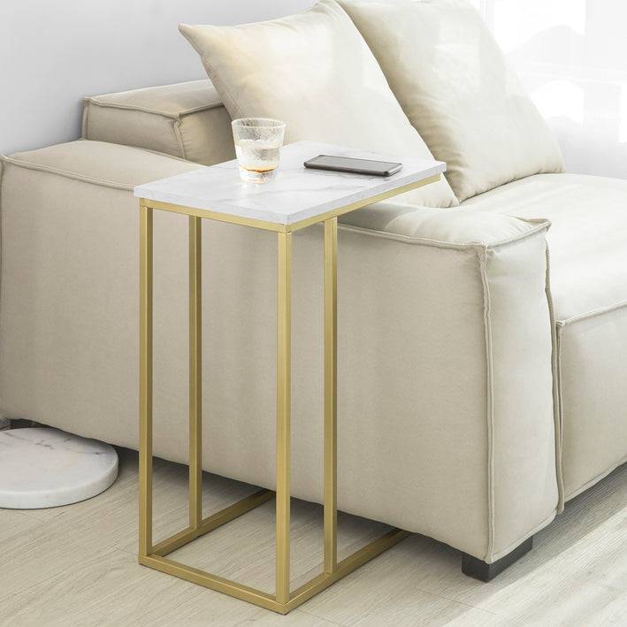 Sobuy B-Ware Beistelltisch Pflegetisch mit goldenem Metallgestell Couchtisch Sofa FBT87-G-bwaren Tiefpreis