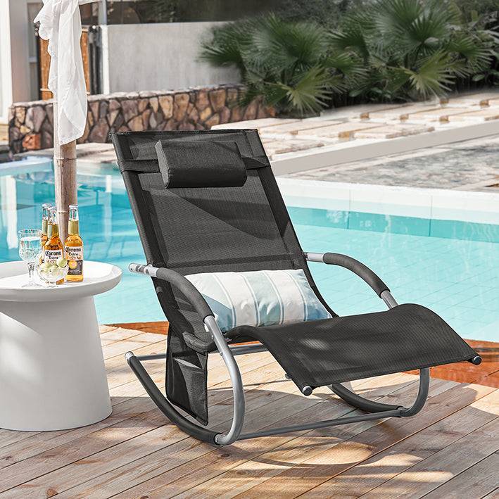 Sobuy B-Ware 2-er Set Gartenliege Sonnenliege mit Tasche Liegestuhl Schwarz OGS28-SCHx2-bwaren Begrenzte Freigabe