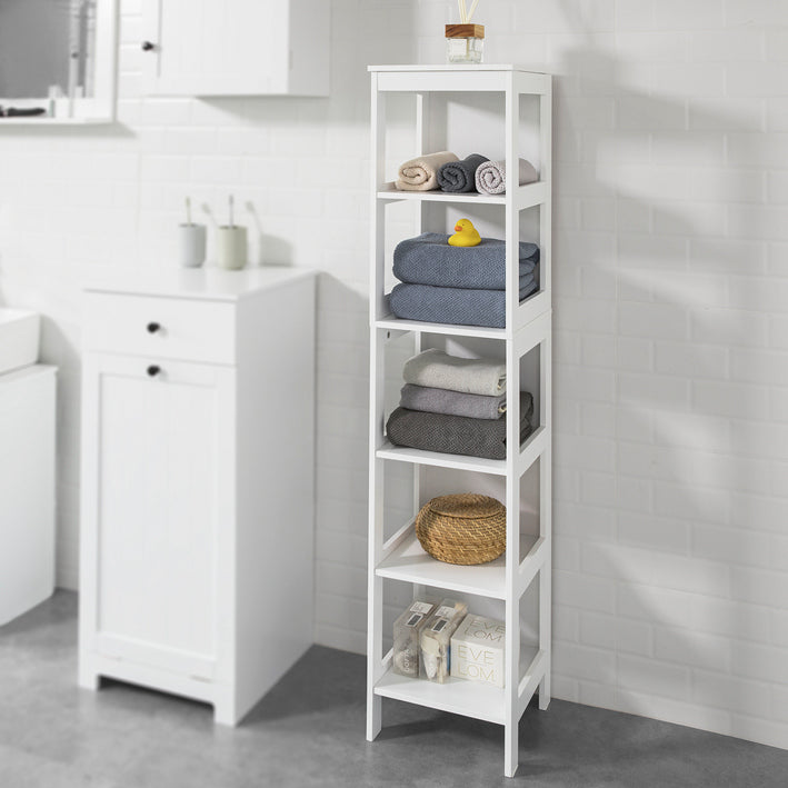 Sobuy SoBuy Badregal mit 5 Ablagen Bad Hochschrank Weiß BZR14-W Letzter Tag