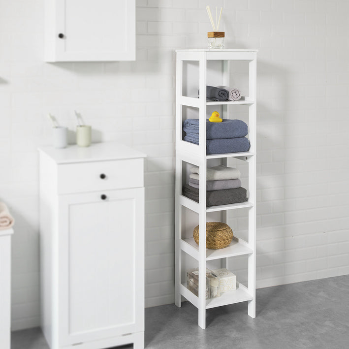 Sobuy SoBuy Badregal mit 5 Ablagen Bad Hochschrank Weiß BZR14-W Letzter Tag