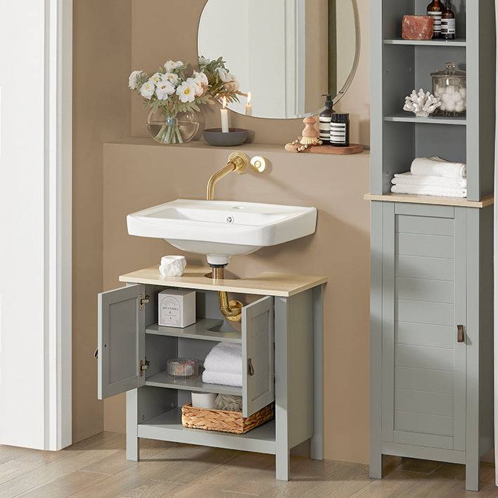 Sobuy SoBuy Waschbeckenunterschrank Badschrank Waschtisch Hellgrau BZR69-HG Zeitbegrenzte Promotion