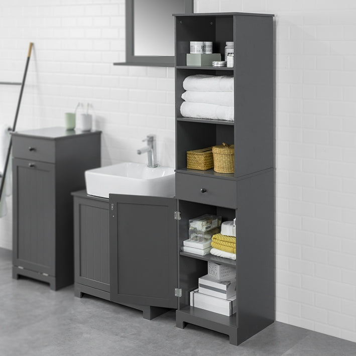 Sobuy SoBuy Bad Hochschrank Badschrank Badregal Dunkelgrau BZR17-DG Vierteljährliche Förderung