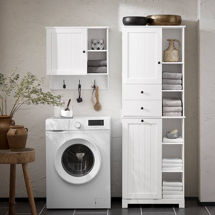 Sobuy SoBuy Hochschrank mit ausklappbarem Wäschesack Badschrank Badregal Weiß BZR104-W Fabrikladen