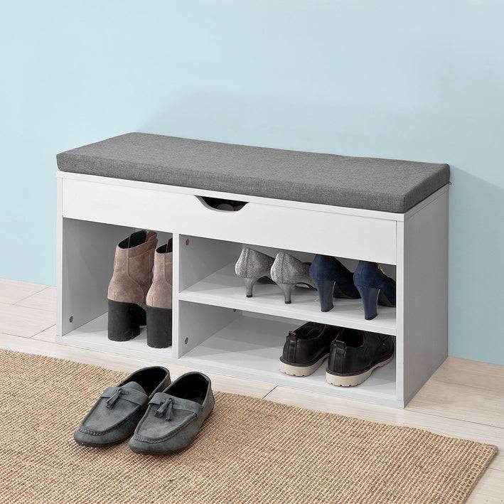 Sobuy SoBuy Schuhbank Schuhregal mit Sitzfläche Sitzbank Hellgrau Weiß FSR45-HG Black Friday Preise