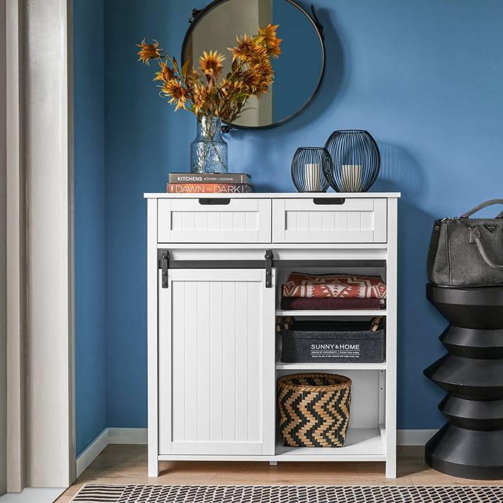Sobuy SoBuy Küchenschrank Sideboard mit Schiebetür Kommode Buffet Weiß FSB74-K-W Lagerräumung