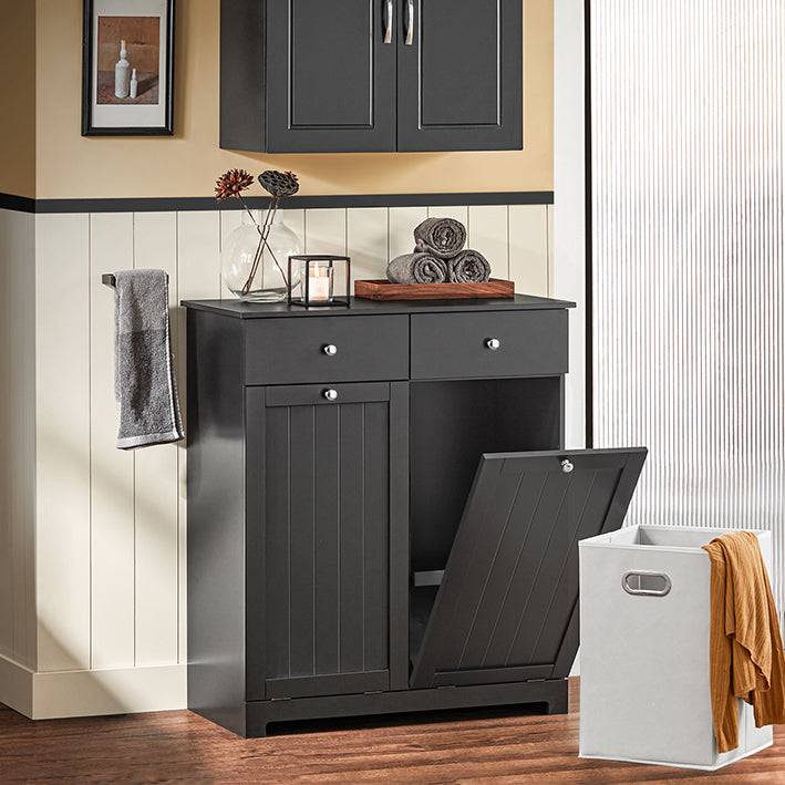 Sobuy SoBuy Wäscheschrank mit 2 Wäschesäcke Wäschesammler Wäschekorb Schwarz BZR33-SCH Top Angebot