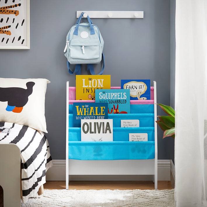 Sobuy SoBuy Kinderbücherregal Hängefächerregal Zeitungsständer Weiß-Blau&Rosa FRG225-F Blitzangebot