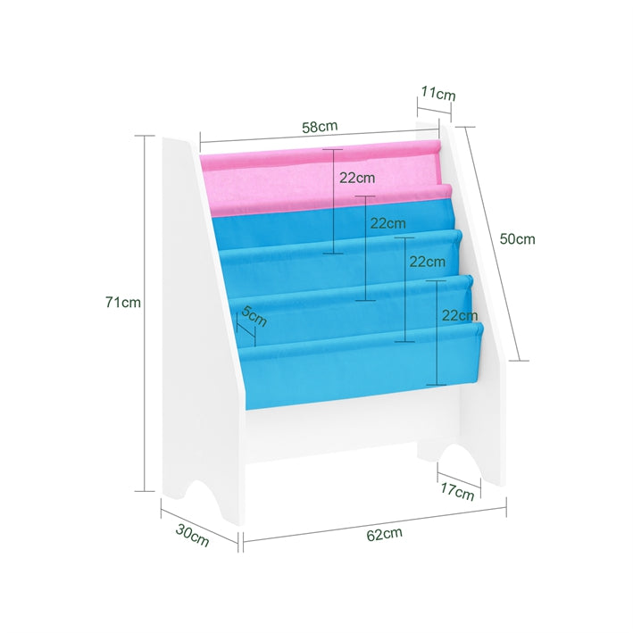 Sobuy SoBuy Kinderbücherregal Hängefächerregal Zeitungsständer Weiß-Blau&Rosa FRG225-F Blitzangebot