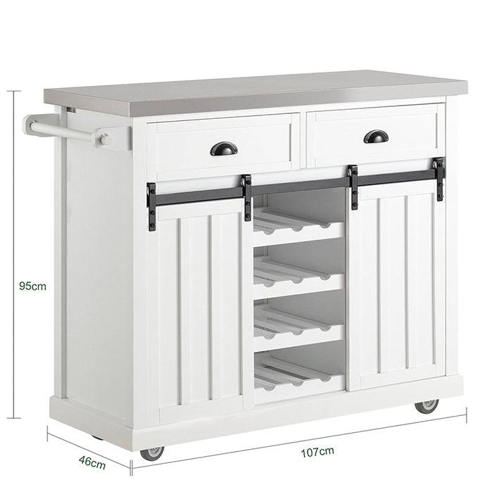 Sobuy SoBuy Kücheninsel Küchenwagen mit Flaschenablage Küchenschrank Weiß FKW94-W Bestseller