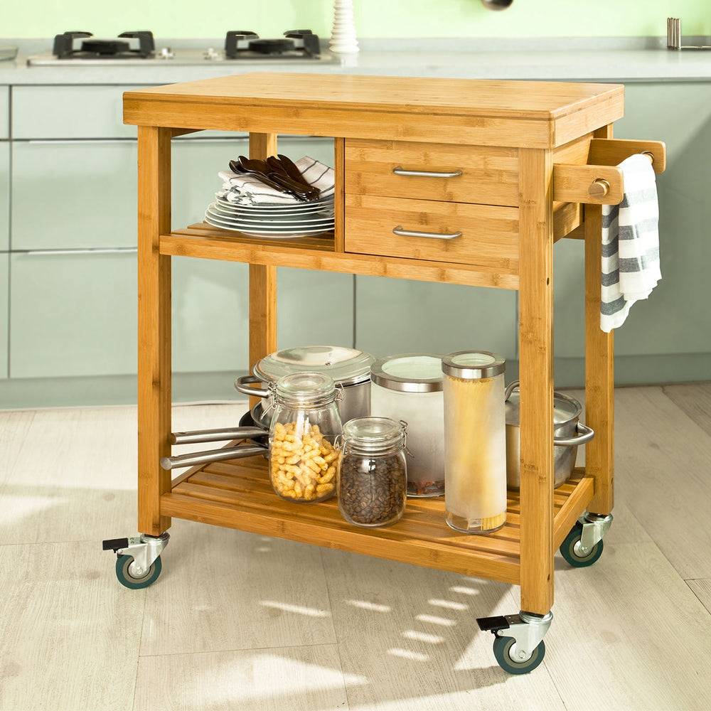 Sobuy SoBuy Servierwagen Küchenwagen Rollwagen Bambus FKW26-N Saisonale Angebote