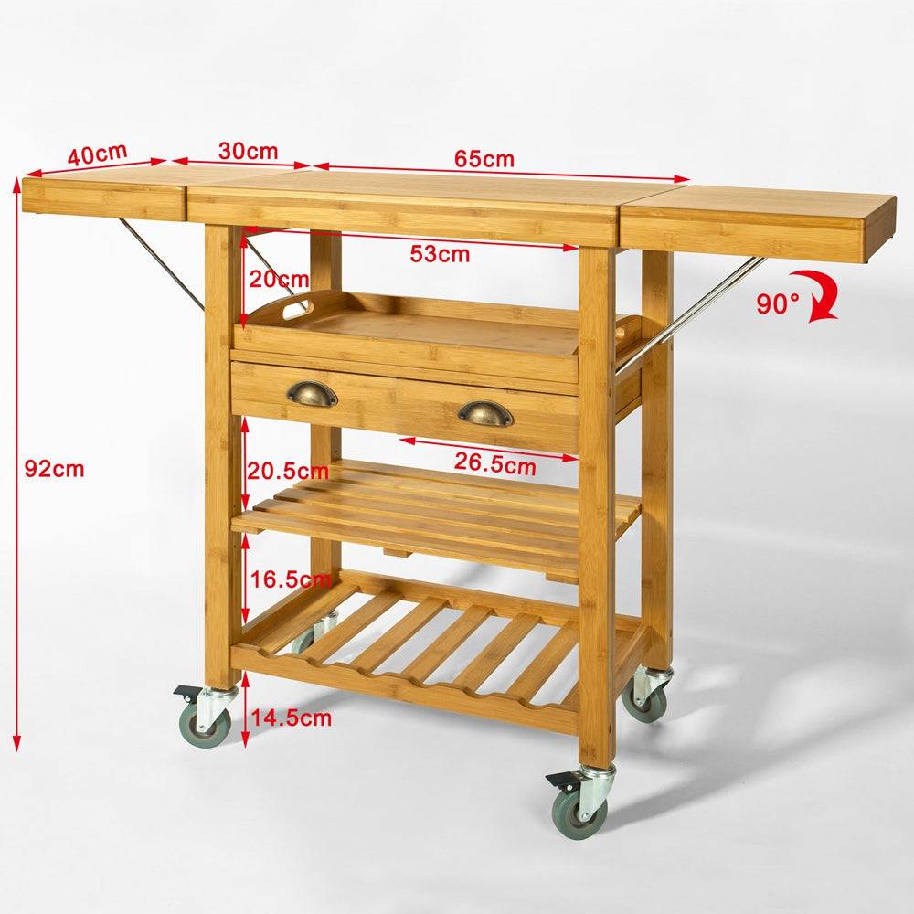 Sobuy SoBuy Küchenwagen mit erweiterbarer Arbeitsfläche Rollwagen Bambus FKW25-N Tägliche Deals