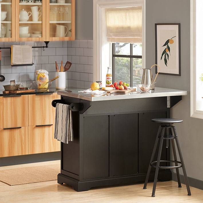Sobuy SoBuy Kücheninsel Küchenwagen mit erweiterbarer Arbeitsfläche Küchenschrank Schwarz FKW71-SCH Super Sparpreis